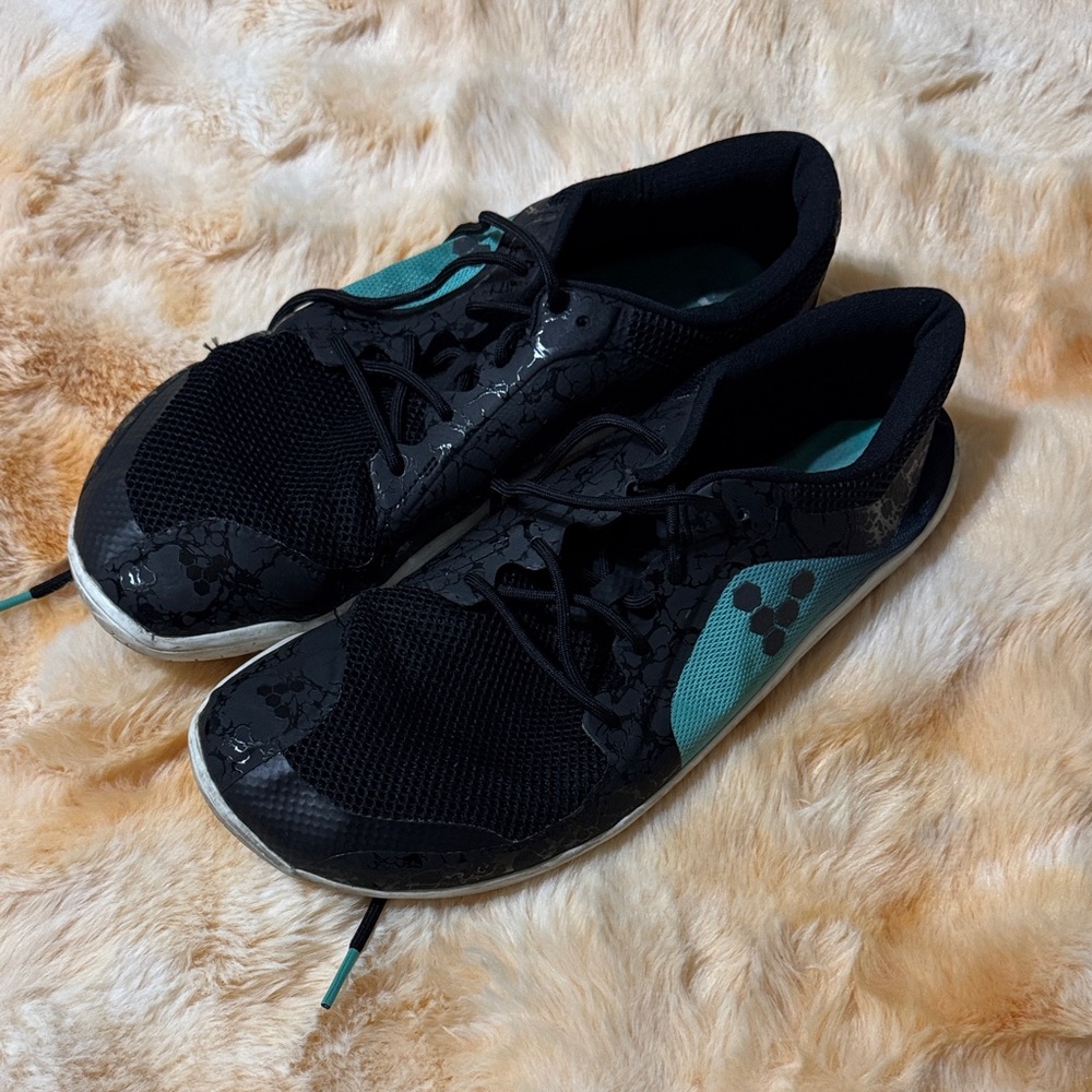 Vivobarefoot Men’s Black and Teal Shoes - 12 EU 45